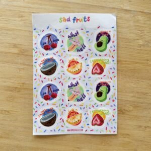 Humera Alvi - Pakistan Shop Sad Fruits Sticker Sheet A6